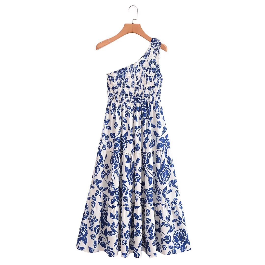 Womens Printed Off-Shoulder Dress