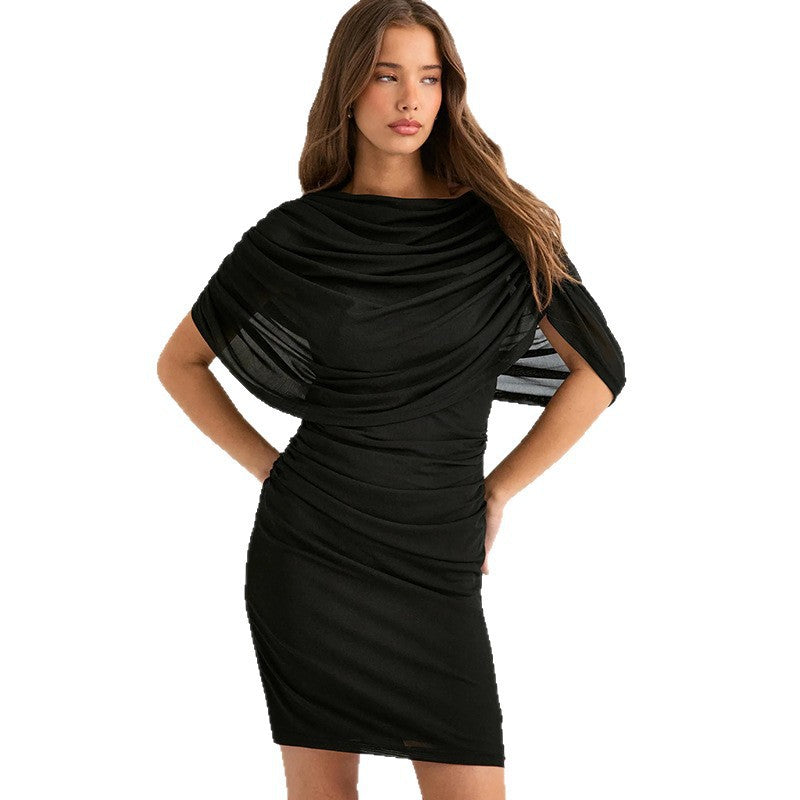 Womens Sleeveless Bodycon Dress With Mesh Paneling