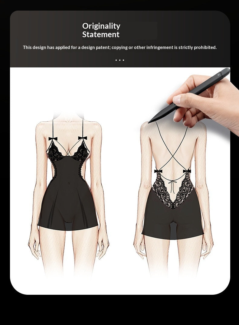 Figure-flattering With A Beautiful Open Back Delicate-strapped Sexy Nightgown