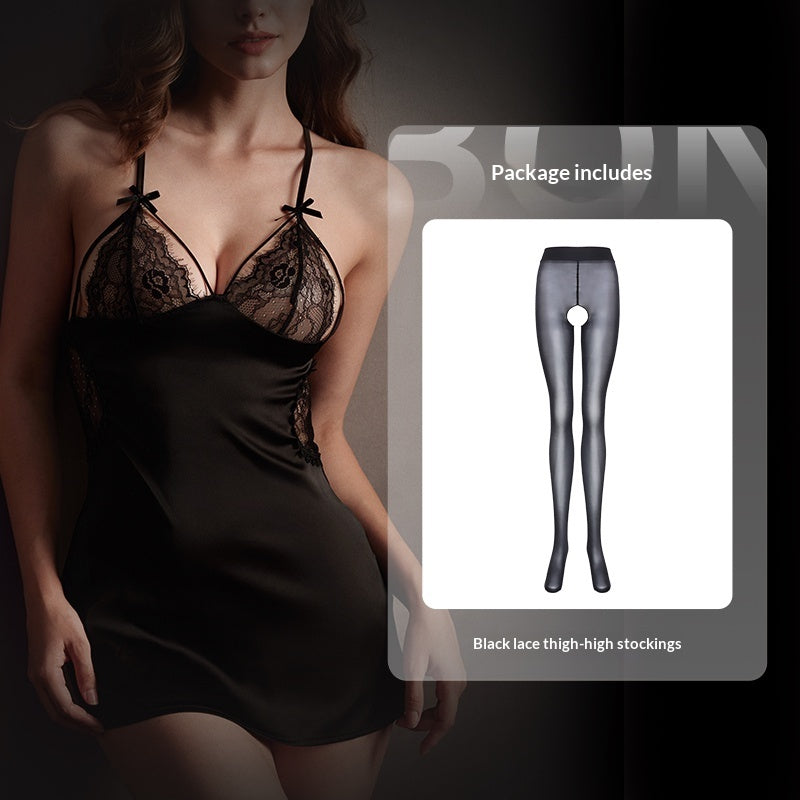 Figure-flattering With A Beautiful Open Back Delicate-strapped Sexy Nightgown