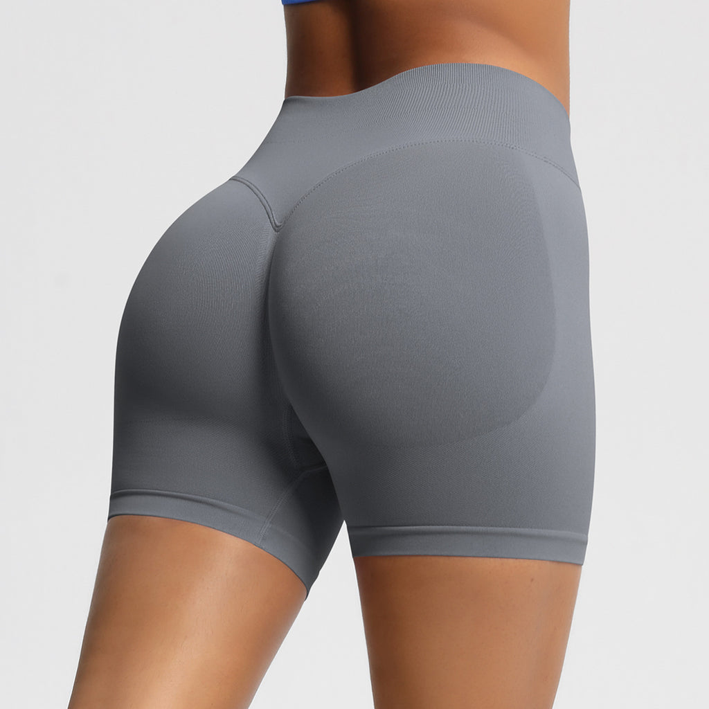 Seamless Three-section Waist Fitness Shorts Women's High Top Sports Yoga Shorts